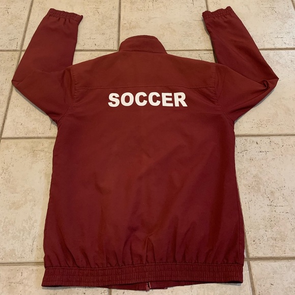 💜 Vintage VATS Sherwood Soccer Team Jacket Windbreaker Maroon/Burgundy Size L - Picture 2 of 10